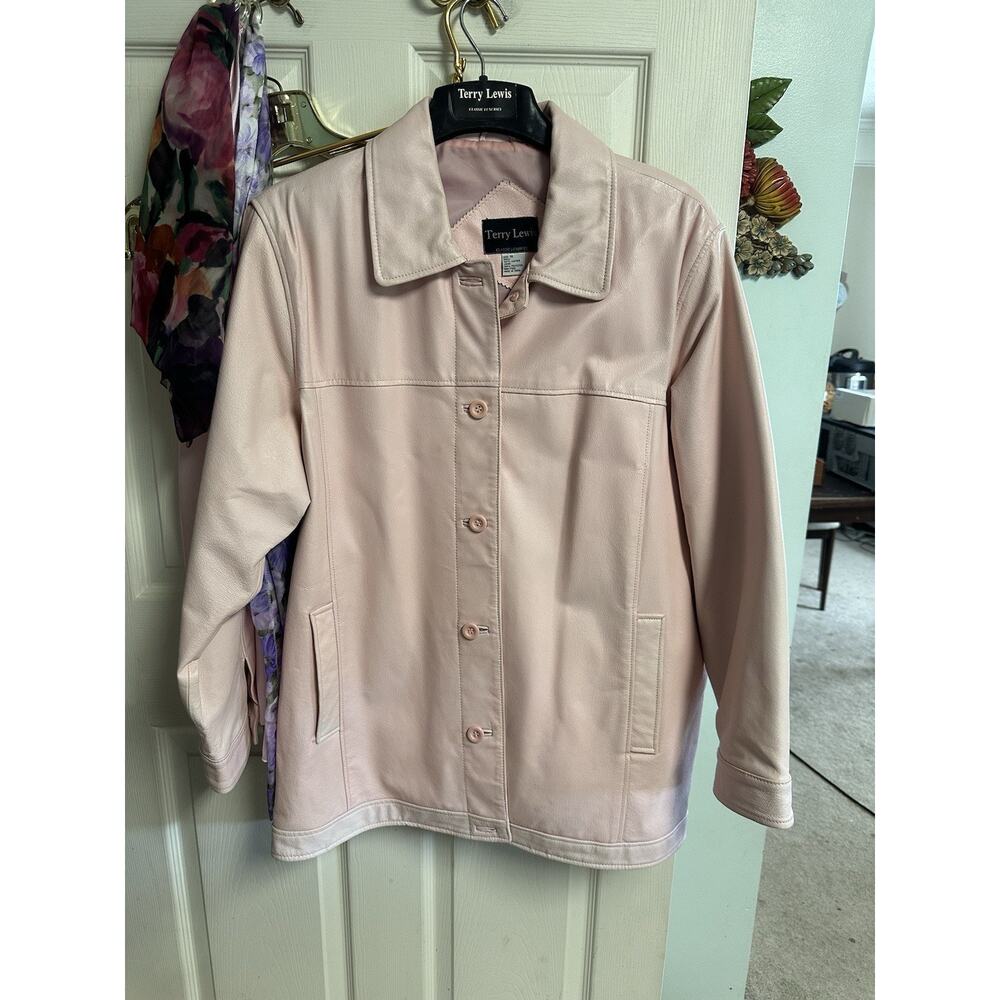Terry Lewis Classic Luxuries Genuine Leather Jacket Women 1x Soft Pink 90s 50w